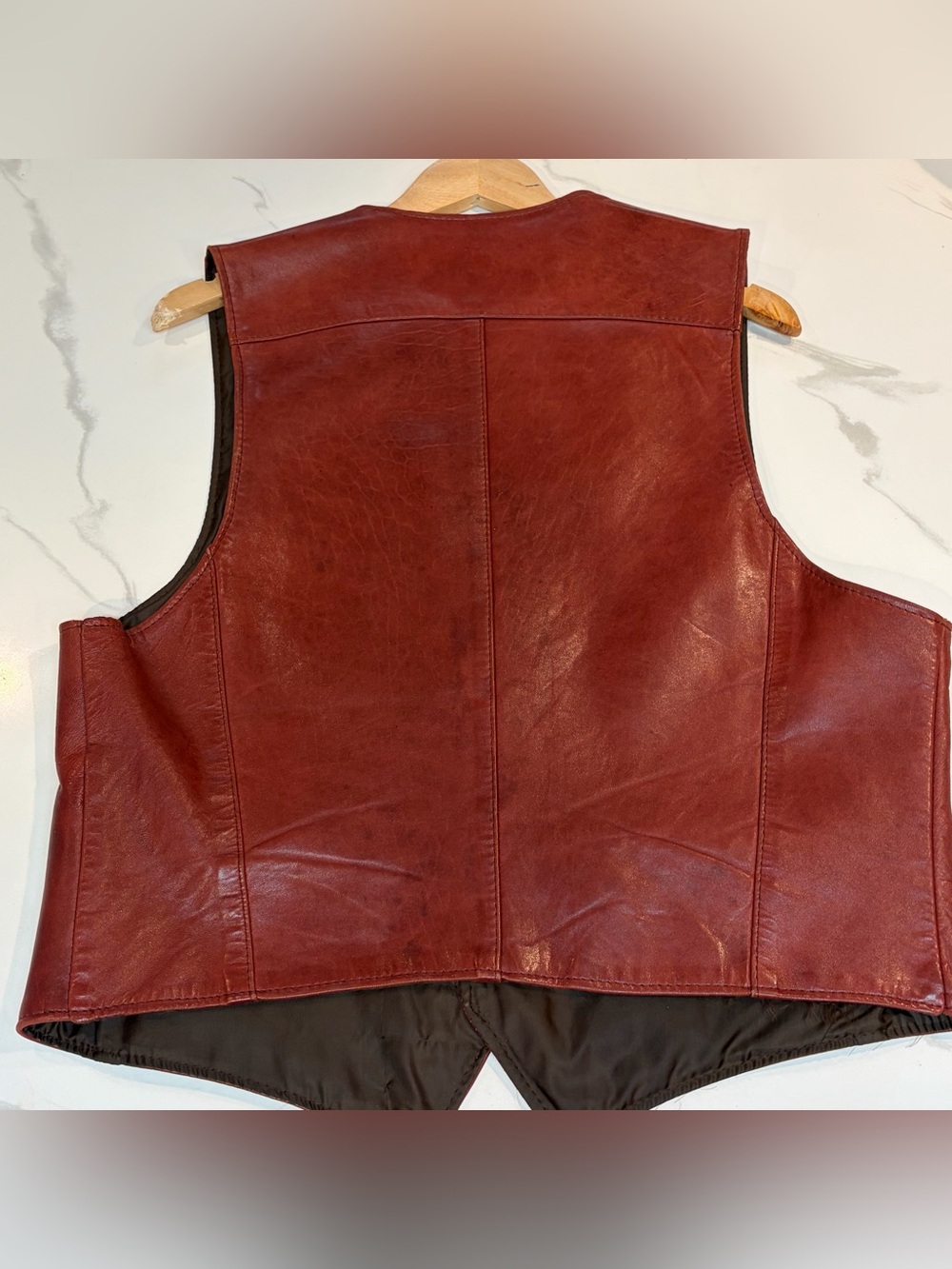 SAMBER 100% LEATHER RUST VEST 70s - Picture 12 of 16
